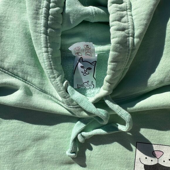 RIPNDIP Hoodie Mens Medium Mint Green Cat Ice Cream Graphic Streetwear Preowned - Picture 4 of 4